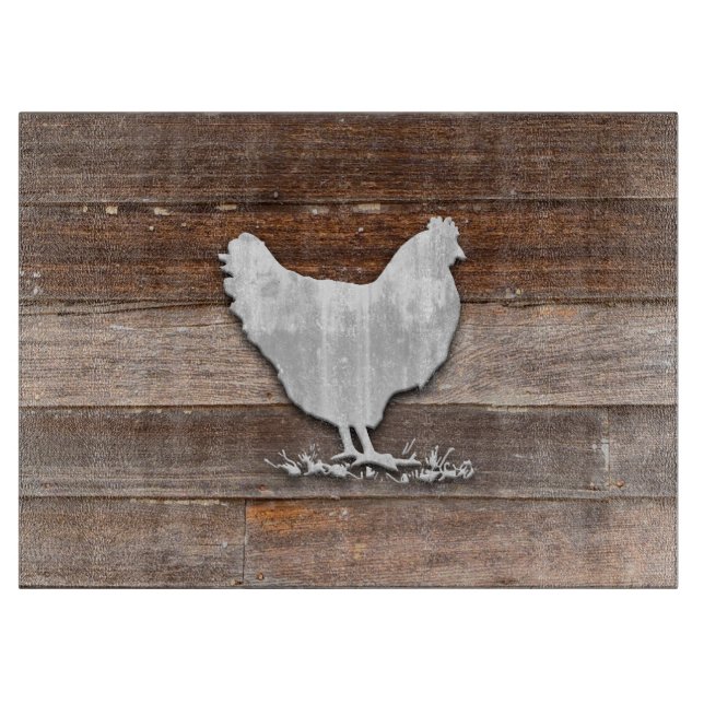 Rustic Chicken (Brown Boards) Cutting Board (Front)