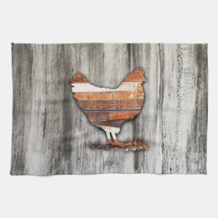 Rustic Chicken (Brown) Tea Towel