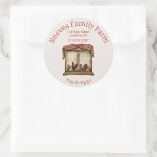 Rustic Chicken Coop Homestead Egg Label Sticker