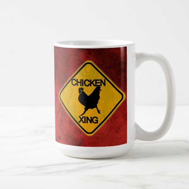 Rustic Chicken Crossing Sign Coffee Mug (Right)