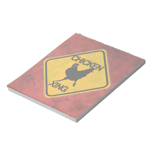 Rustic Chicken Crossing Sign Notepad (Rotated)