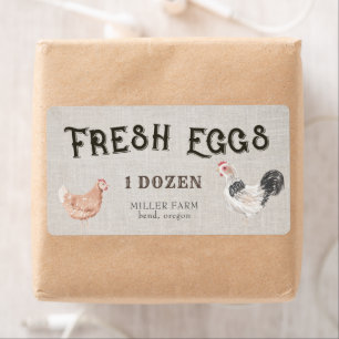 Rustic Chicken Decorative Script Egg Carton Label