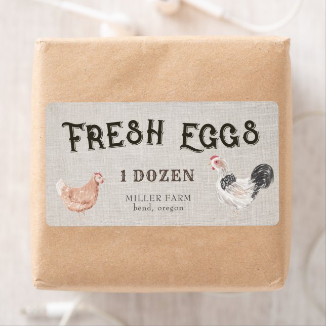 Rustic Chicken Decorative Script Egg Carton Label (Insitu)