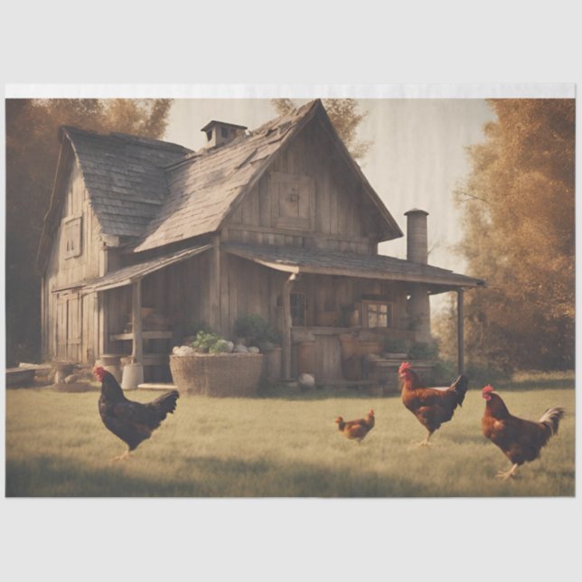 Rustic Chicken Decouapge 18lbs Tissue Paper (Front)