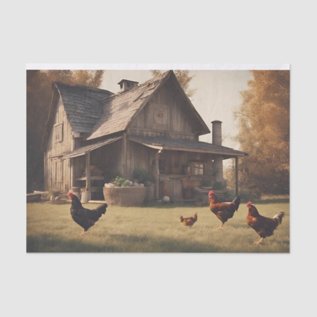 Rustic Chicken  Decoupage 10lbs Tissue Paper (Front)