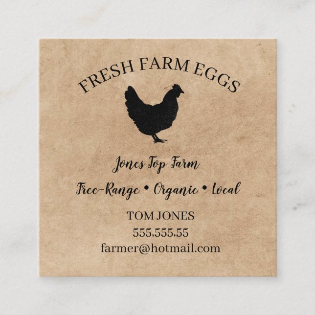 Rustic Chicken Egg Farmer Business Card | Poultry  (Front)