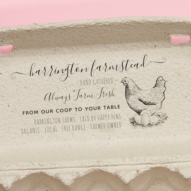 Rustic Chicken Family Farm Fresh Eggs Carton Self-inking Stamp (Creator Uploaded)