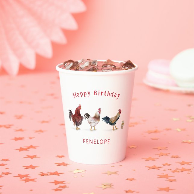 Rustic Chicken Farm Birthday Party Paper Cups (Insitu)
