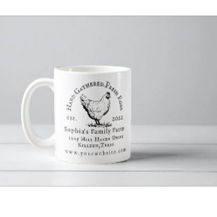 Rustic Chicken Farm Business Black Text Coffee Mug