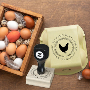 Rustic Chicken Farm Custom Egg Carton Address Rubber Stamp