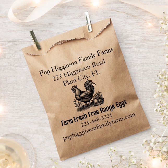 Rustic  Chicken Farm Favour Bag (Clipped)