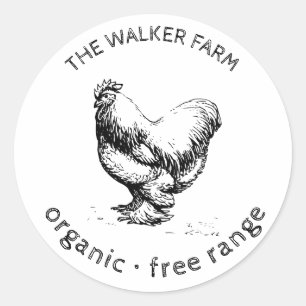 rustic chicken farmhouse monogram classic round sticker