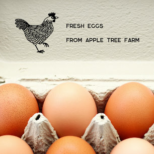 Rustic Chicken Fresh Eggs Farm Name Rubber Stamp