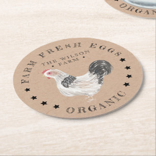 rustic chicken kraft Egg Carton Round Paper Coaster