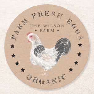 rustic chicken kraft Egg Carton Round Paper Coaster
