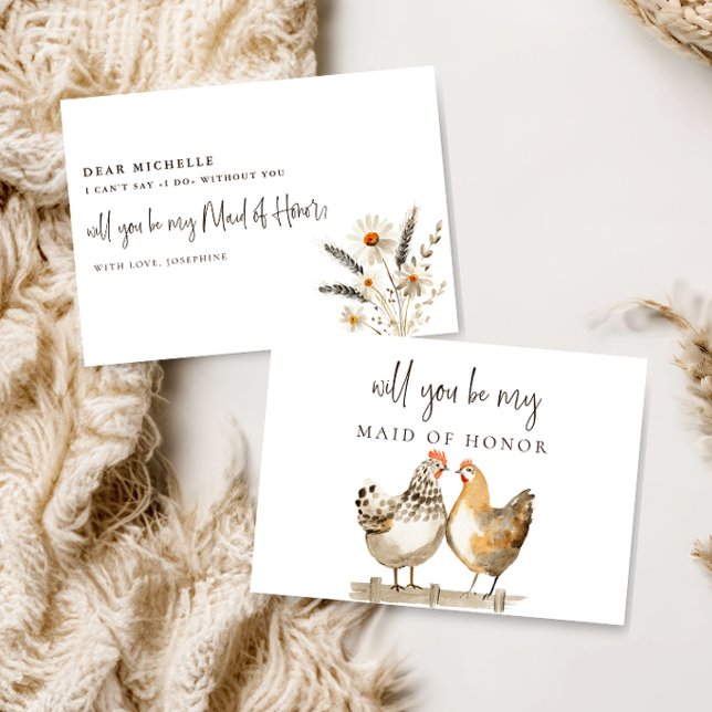 Rustic Chicken Maid of Honour Proposal Card (Creator Uploaded)