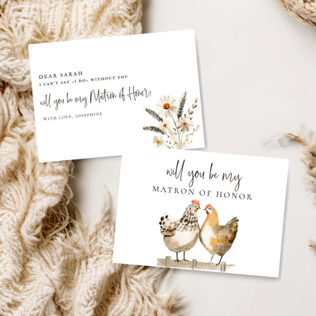 Rustic Chicken Matron of Honour Proposal Card (Creator Uploaded)
