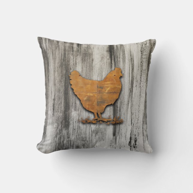 Rustic Chicken (Orange) Cushion (Front)