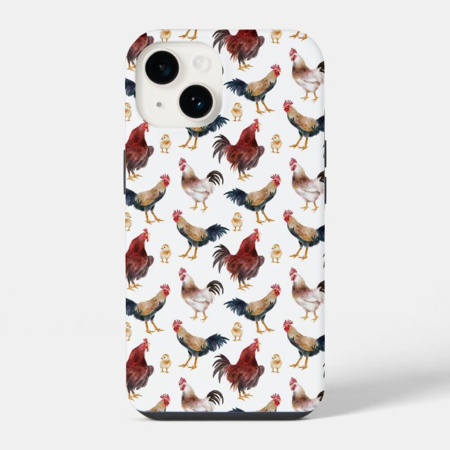 Rustic Chicken Pattern iPhone Case (Back)
