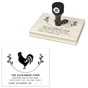 Rustic Chicken Personalised Egg Carton Rubber Stamp
