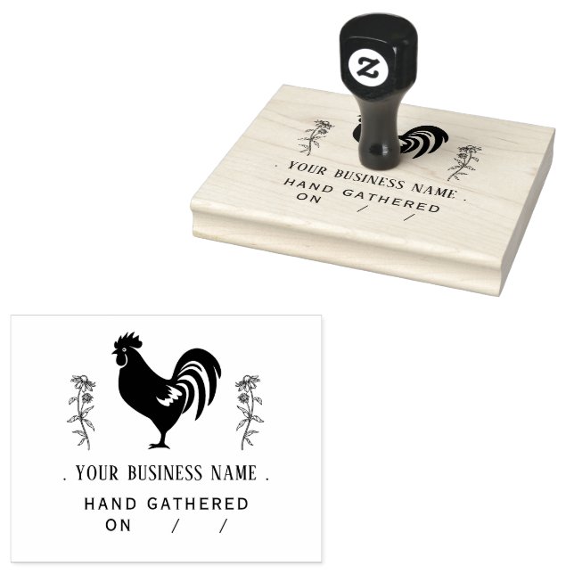 Rustic Chicken Personalised Egg Carton Rubber Stamp (Stamped)