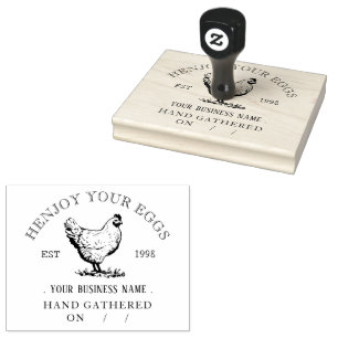 Rustic Chicken Personalised Egg Carton Rubber Stamp
