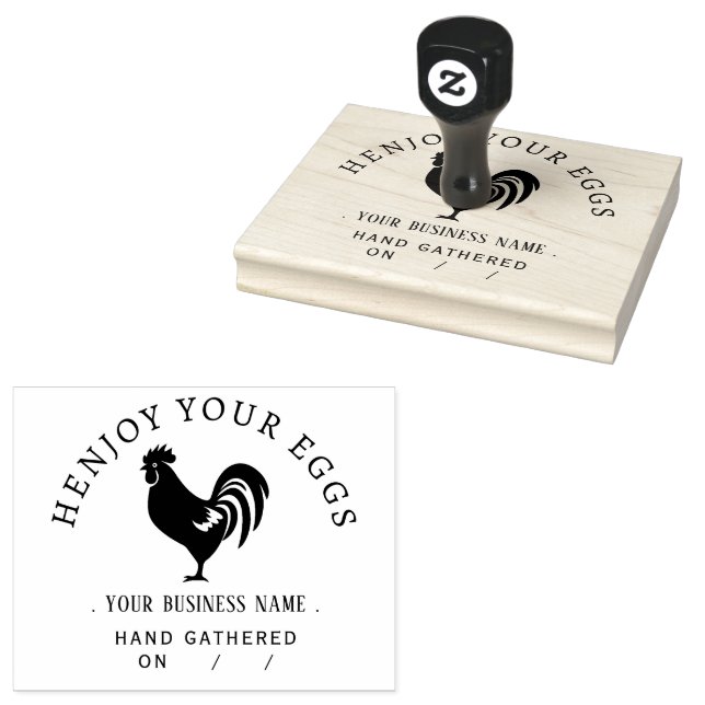Rustic Chicken Personalised Egg Carton Rubber Stamp (Stamped)