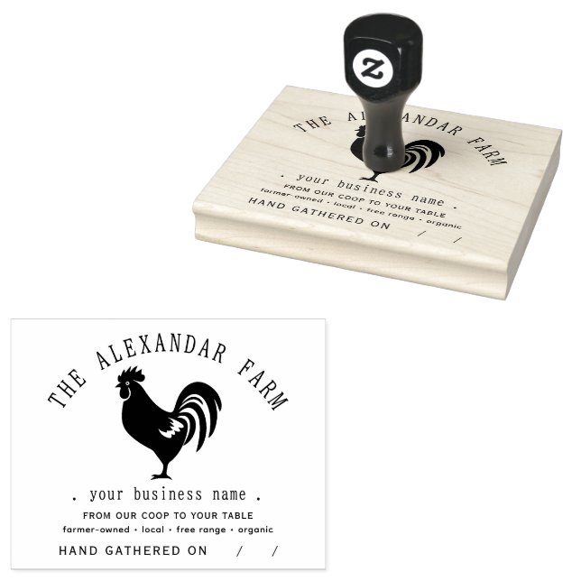 Rustic Chicken Personalised Egg Carton Rubber Stamp (Stamped)