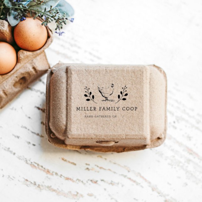Rustic Chicken Personalised Egg Carton Stamp (Creator Uploaded)