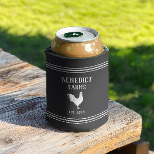 Rustic Chicken Personalised Farm Name Can Cooler