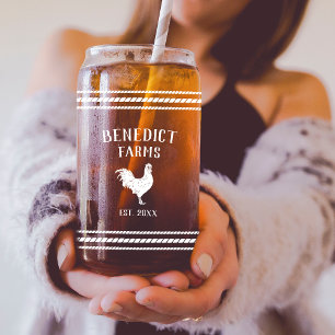 Rustic Chicken Personalised Farm Name Can Glass