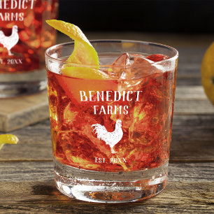 Rustic Chicken Personalised Farm Name Whiskey Glass