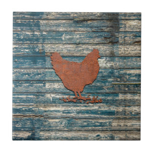 Rustic Chicken (Rusty) Ceramic Tile