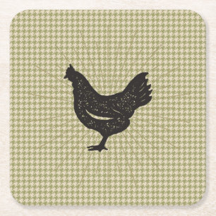 Rustic Chicken Silhouette  Coaster