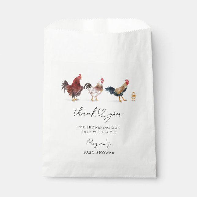 Rustic Chicken Theme Baby Shower Favour Bag (Front)