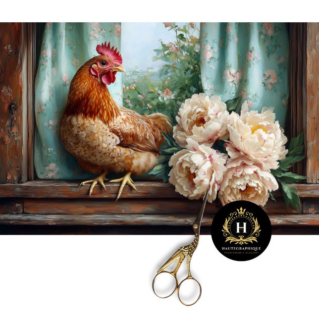 Rustic Chicken White Peonies Curtains Decoupage Tissue Paper (Creator Uploaded)