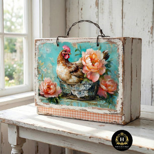 Rustic Chicken Wire Basket Peach Peonies Decoupage Tissue Paper