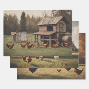 Rustic Chicken  Wrapping Paper Sheet