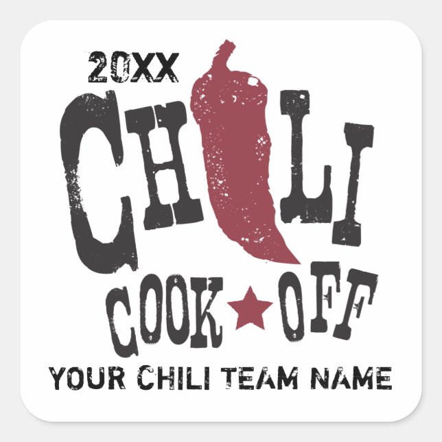 Rustic Chilli Cook Off Competition Square Sticker (Front)