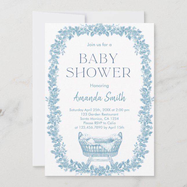 Rustic Chinoiserie Toile de Jouy baby shower Invitation (Front)