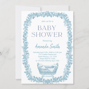 Rustic Chinoiserie Toile de Jouy baby shower Invitation