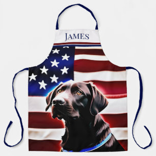 Rustic Chocolate Lab on Flag Apron