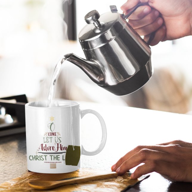 Rustic Christian Christmas Carol Typography Coffee Mug (Creator Uploaded)