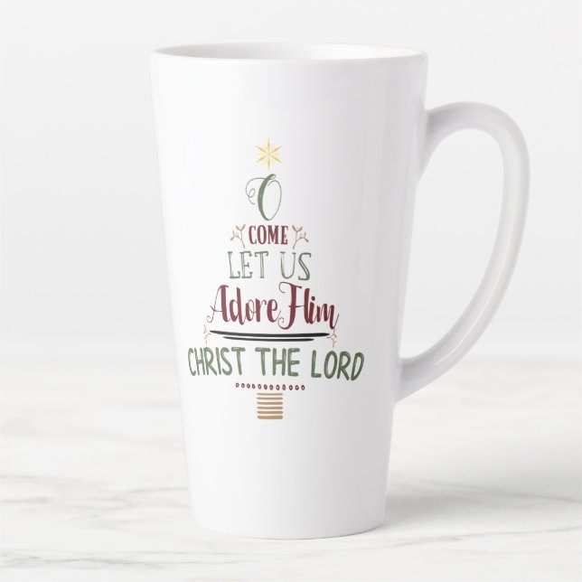 Rustic Christian Christmas Carol Typography Latte Mug (Right)