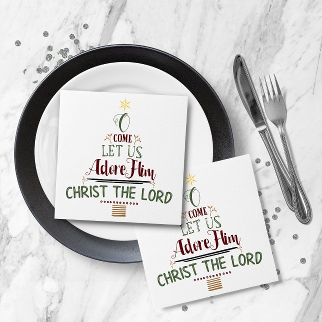 Rustic Christian Christmas Carol Typography Napkin (Rustic Christian Christmas Carol Typography Napkins)