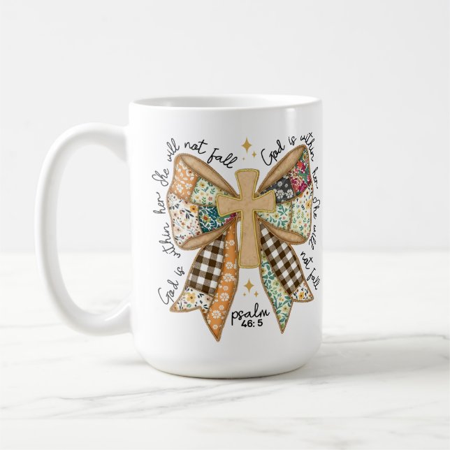 Rustic Christian Coquette Bow God is Within Her Coffee Mug (Left)