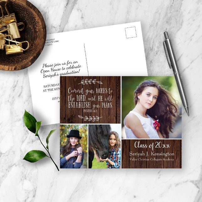 Rustic Christian Graduation Bible Verse | Barn Postcard (Creator Uploaded)