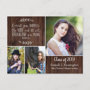 Rustic Christian Graduation Bible Verse Barn Postcard