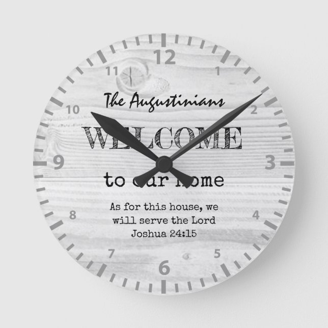 Rustic Christian WELCOME Round Clock (Front)