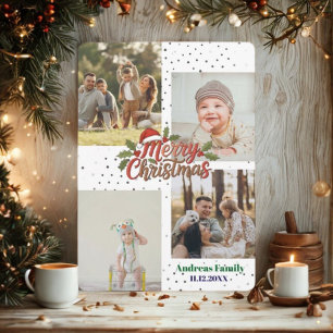 Rustic Christmas 4 Photo Holiday Card